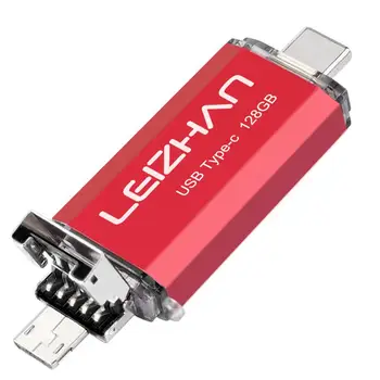 LEIZHAN C USB Flash Drive Micro Telefon Android Stick de Tip c Pendrive 128GB 64GB 32GB 16GB 8GB 4GB 3 IN 1 USB C Pen Drive