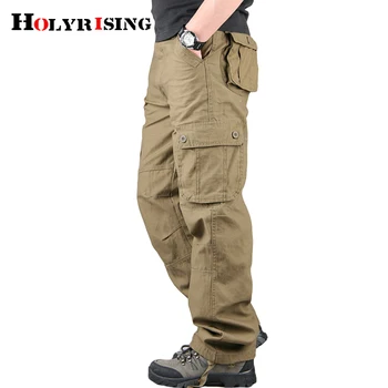 Holyrising Bărbați Pantaloni Casual Pantaloni de Bumbac de Buzunar Multi 29-44 dimensiune 2019 Oameni Noi Moda Militar Cargo Pantaloni 18677-5