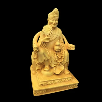 Cimișir 10cm Ji Gong Sculptura Călugăr Nebun Sculptură în Lemn Așezat Buddha Statutul Feng Shui Decor Acasă