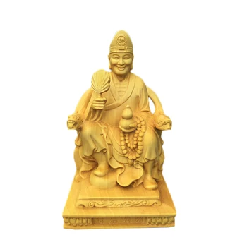 Cimișir 10cm Ji Gong Sculptura Călugăr Nebun Sculptură în Lemn Așezat Buddha Statutul Feng Shui Decor Acasă