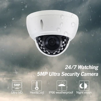 4CH Sistem CCTV 2 BUC Ultra 5MP Cupola de Securitate POE Camera IK10 cu Hikvision 4POE NVR DS-7604NI-K1/4P DIY Kituri de Supraveghere Video