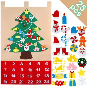 OurWarm DIY Tesatura Simțit Calendar Advent, cu Buzunar Pom de Crăciun Calendar de Perete Agățat de Crăciun, de Anul Nou Produs de Decorare