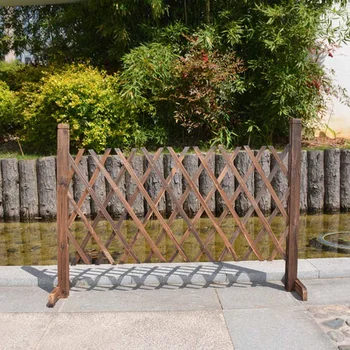 70cm Retractabil Extinderea Gard Gard Decorativ din Lemn animale de Companie Gard de Siguranță Pentru Terasa Grădină cu Gazon, cu Decor Gard de Gradina