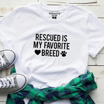 Salvat Este preferata Mea Rasa T shirt Doamnelor Unisex Crewneck Tricou Câine de Salvare Grafic Teuri iubitorii de câini topuri casual