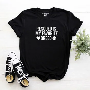 Salvat Este preferata Mea Rasa T shirt Doamnelor Unisex Crewneck Tricou Câine de Salvare Grafic Teuri iubitorii de câini topuri casual