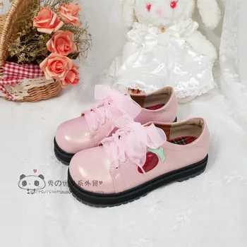 Japoneză dulce lolita pantofi vintage cute Strawberry lace printesa kawaii pantofi cap rotund toc gros pantofi femei loli cosplay