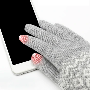 Femei Iarna Apăsați Sn Mănuși de Cald Tricotate Mănuși Îngroșa Mănuși pentru Smartphone în aer liber, Ciclism, Alergare