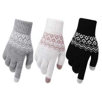 Femei Iarna Apăsați Sn Mănuși de Cald Tricotate Mănuși Îngroșa Mănuși pentru Smartphone în aer liber, Ciclism, Alergare