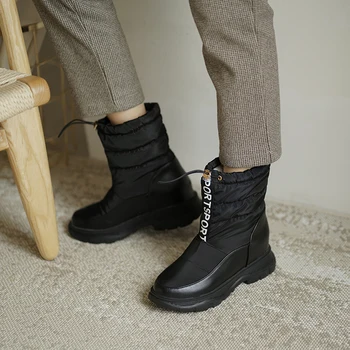 RIZABINA Dimensiune 32-43 Femei Jumătate Cizme Scurte Plat Cizme de Zapada pentru Femei de Iarnă Pantofi de Cald Moda Blana de Pluș Încălțăminte