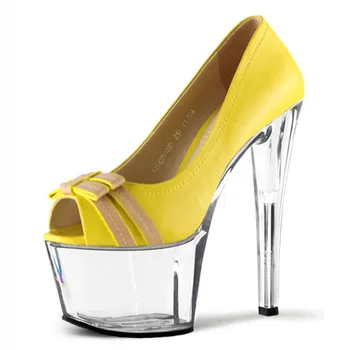 Personalizat-a Face Pantofi de Piele de Brevet de Primăvară Și de Toamnă Superficial Gura de Pantofi cu Toc Înalt Pantofi 17cm Cristal Arc Pantofi Rochie Formale