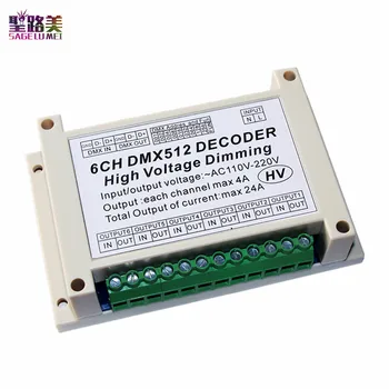 110V - 220V curent ALTERNATIV de Înaltă tensiune 6 canale Dimmer 6CH DMX512 5A/CH LED Decoder Bord DMX led dimmer Pentru led-uri lumina de Scena modulului lămpii