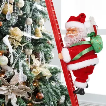 Crăciun Electric Moș Crăciun Alpinism Scara Papusa Muzica Creative Xmas Decor Copil Jucărie Cadou 2020 Ornament De Crăciun Decor Petrecere