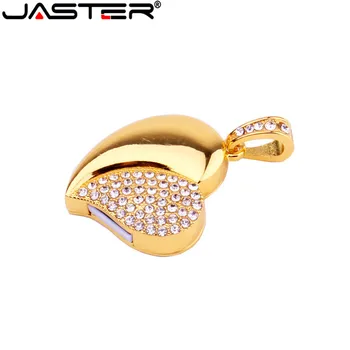 JASTER Cristal de diamant dragoste inima cu lanț unitate flash usb pendrive 4GB, 16GB 32GB 64GB colier in forma de inima memory stick cadou