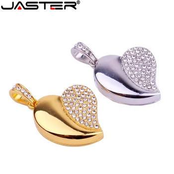 JASTER Cristal de diamant dragoste inima cu lanț unitate flash usb pendrive 4GB, 16GB 32GB 64GB colier in forma de inima memory stick cadou