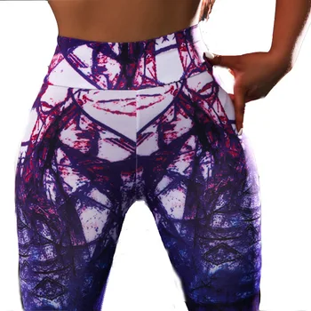 2019 Colanti sport femei fitness fără Sudură de Imprimare Pantaloni de Yoga colanti pentru fitness Rulează pantaloni Sport Fitness Slim Gym Jambiere