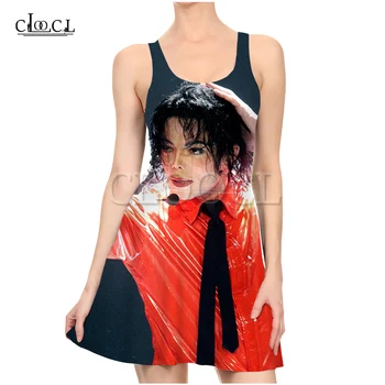 CLOOCL Muzician de Rock Michael Jackson Rochii Femei de Imprimare 3D de Vară Populare Rochie fără Mâneci Petrecere Casual Rochie Sexy