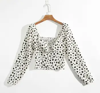 Linjiashop retro square neck bluza femei leopard alb blusas mujer de moda 2019 noi sosiri de epocă tricou de vara