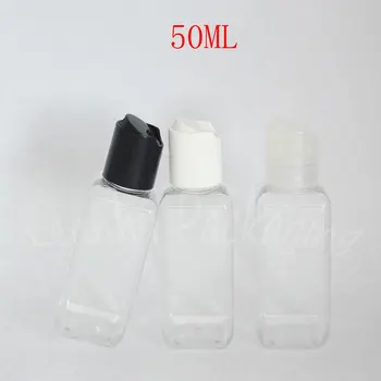 50ML Transparent Patrat Sticla de Plastic disc Capac de Sus , 50CC Șampon / Loțiune Ambalaje de Sticlă , Gol Container Cosmetice