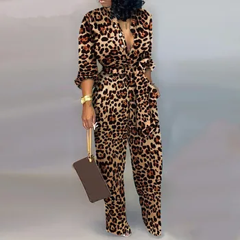 Noul Leopard Legat Talie Maneci Lungi Salopeta Femei Salopetă De Moda-O Singură Bucată Salopete Salopete Casual Streetwear Dropshipping