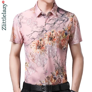 2020 Maneca Scurta Barbati Sociale Cămașă De Vară Streetwear Casual Hawaiian Floral Shirt Mens Rochie Slim Regulat Haine De Moda 2032