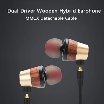 MAGAOSI Dual Driver de Lemn Hibrid Căști In-ear Căști Hifi Lemn Căști Stereo cu Fir MMCX Cablu Detașabil