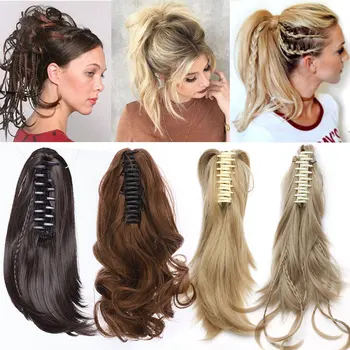 S-noilite 4 tipuri clipul de gheare de pe coada de cal de extensie de păr sintetic coada de păr negru blonda maro coada de cal de păr peruca pentru femei