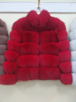 Naturale haină de blană de vulpe vulpe blană sacou scurt de moda de iarnă caldă casual Europene femeie street style