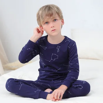 Bumbac Pijama Infantil Adolescenti Adolescent Băieți Set de Pijama cu Maneca Lunga pentru Copii Pijamale pentru Copii de Toamna Sleepwear Costum de Noapte, Pentru 4-18Y