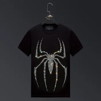 Plus Dimensiune 2020 Spider Fierbinte Foraj Camasi Barbati Maneca Scurta Brand Om De Moda Streetwear O De Gât Subțire Tricouri Camiseta De Hombre