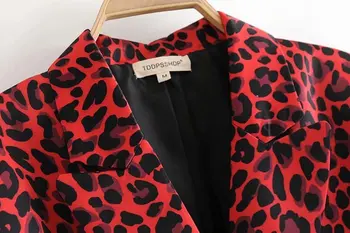 Europene și Americane de vânt DJF75-6569 pe noul costum Roșu sacou leopard de imprimare cultiva moralitatea