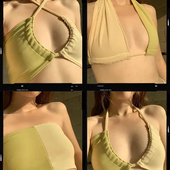 2021 Varietate de Moda de a Purta Bretele Sexy Tube Crop Top pentru Femei Papion Rezervor de Top fără Mâneci Casual, de Culoare de Potrivire Camis Vesta