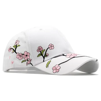 Noi Broderie Flori Șapcă de Baseball pentru Femei Reglabil Bumbac Pălărie alb/ Negru Roz tata Capace Pentru adolescenti Femei hip hop capac