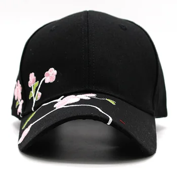 Noi Broderie Flori Șapcă de Baseball pentru Femei Reglabil Bumbac Pălărie alb/ Negru Roz tata Capace Pentru adolescenti Femei hip hop capac