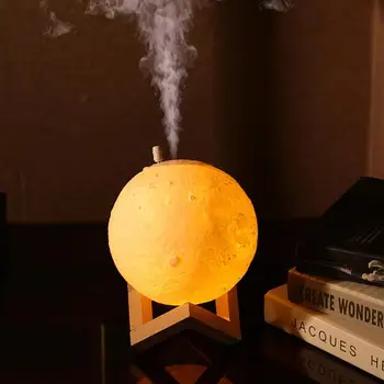 880mL Umidificator Moon 3D, Lampa Aroma de Ulei Esential Difuzor Purificator de Aer Filtru de Ceață Luna Lampă Lumina de Noapte Decor Acasă
