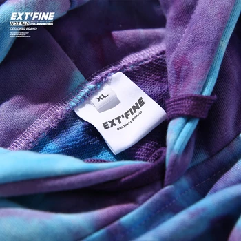 ExtFine Cu Gluga Tie Dye Hanorace Barbati Supradimensionat Jachete Unisex Streetwear Largi HipHop Hanorace Jachete Barbati-Haine