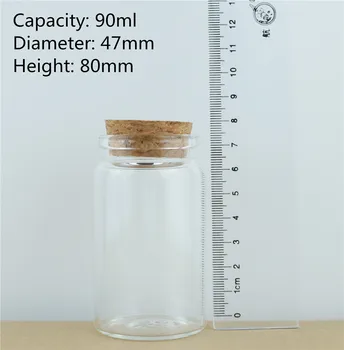 12pcs/lot 47*80mm 90ml Dop de Plută Sticle de Sticlă Picant de Stocare Borcan de Sticlă Recipiente din Sticlă spice bomboane Borcane Flacoane DIY Meșteșug