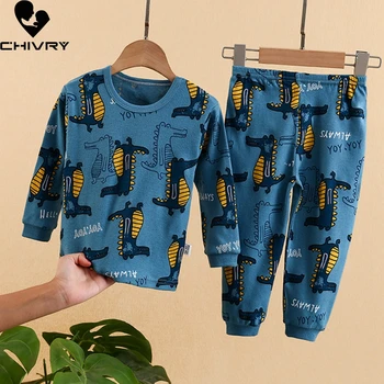 Nouă Copii Băieți Fete Pijama Seturi de Desene animate cu Maneci Lungi T-Shirt, Bluze cu Pantaloni Copil Nou-născut Primăvara Toamna Dormit Seturi de Îmbrăcăminte