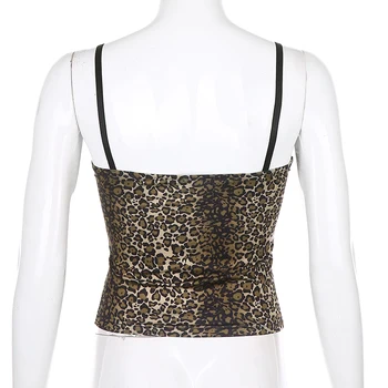 Weekeep Leopard Print Strapless Femei Culturilor Sus Vară Cordon Backless Spaghete Curea Sexy 90 Streetwear y2k Femeie Bretele