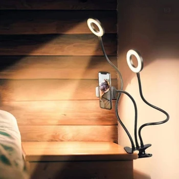 Universal Dual LED Selfie Lumină Inel Flexibil cu Suport de Telefon Mobil Suport Desktop Clip Lampă cu LED-uri pentru Machiaj Live Stream