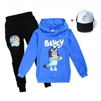 Nouă Băieți Haine De Bumbac Popular Animal Print Bingo Bluey Câini Tricou + Pantaloni +Capac Topuri Grils Set Copii Vara De Îmbrăcăminte De Tip Boutique