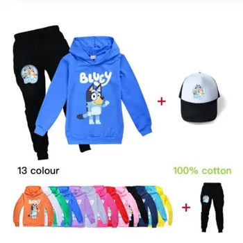 Nouă Băieți Haine De Bumbac Popular Animal Print Bingo Bluey Câini Tricou + Pantaloni +Capac Topuri Grils Set Copii Vara De Îmbrăcăminte De Tip Boutique