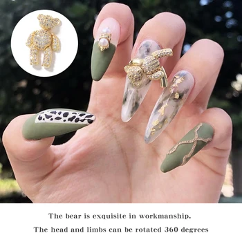 10pcs de Lux de Aur argintiu urs Aliaj Zircon Nail Art Cristale unghii bijuterii Stras unghii accesorii consumabile decoratiuni