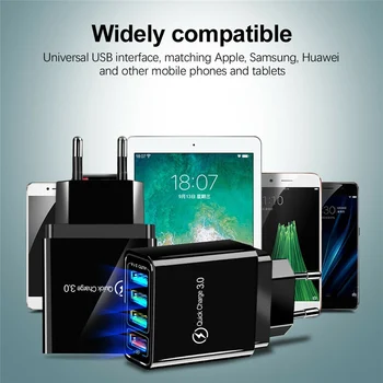 4 Porturi USB Încărcător de Telefon NE-a UNIT UE Plug 5V/3A Inteligent Încărcător Rapid QC3.0 Mobil Încărcător de Perete pentru iPhone, Samsung, Xiaomi, HuaWei