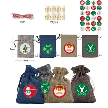 Model de crăciun Candy Bag 1-24 Advent Calendar Pachetul Lenjerie de pat din Bumbac Sac de Cadouri de Crăciun Copac Agățat Ornamente Nativitatis 45a