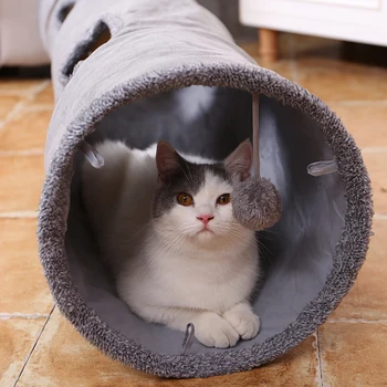 Mare de Pisici Tunel Jucării Juca cu Mingea Pur Culoare piele de Căprioară Material Pisoi S/M Pliabil Consumabile pentru animale de Companie Pisica Amuzant Tunel Cadru de Oțel