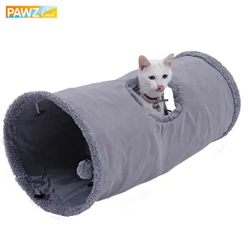 Mare de Pisici Tunel Jucării Juca cu Mingea Pur Culoare piele de Căprioară Material Pisoi S/M Pliabil Consumabile pentru animale de Companie Pisica Amuzant Tunel Cadru de Oțel