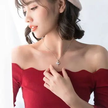 Coreeană Argint 925 Dansator de Balet Dans Fata de Micro-încrustat Pandantive Coliere Bijuterii Clavicula Scurt Colier pentru Femei
