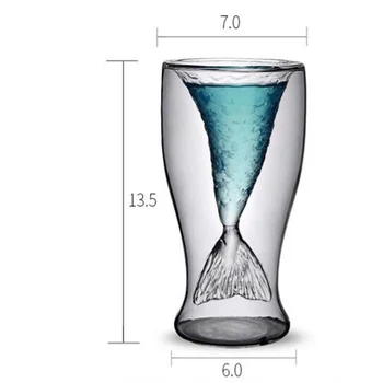 Personalizate Creative De Sticlă Transparentă De Moda Strat Dublu Rezistent La Temperaturi Ridicate Coadă De Pește Cana Cana De Apa De Uz Casnic