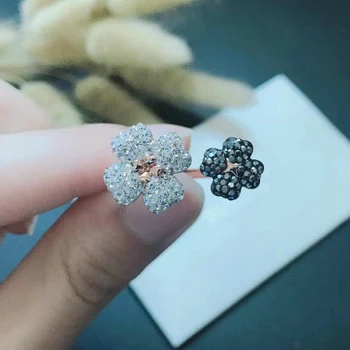 QSJIE de Înaltă calitate SWA Noi Austriac de cristal dublă față-verso patru frunze floare inel plin de Farmec moda bijuterii