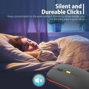 Mouse-ul fără fir Bluetooth Reîncărcabil RGB Mouse-ul fără Fir pe Calculator Silent Mause LED cu iluminare din spate Ergonomic Mouse de Gaming Pentru PC, Laptop